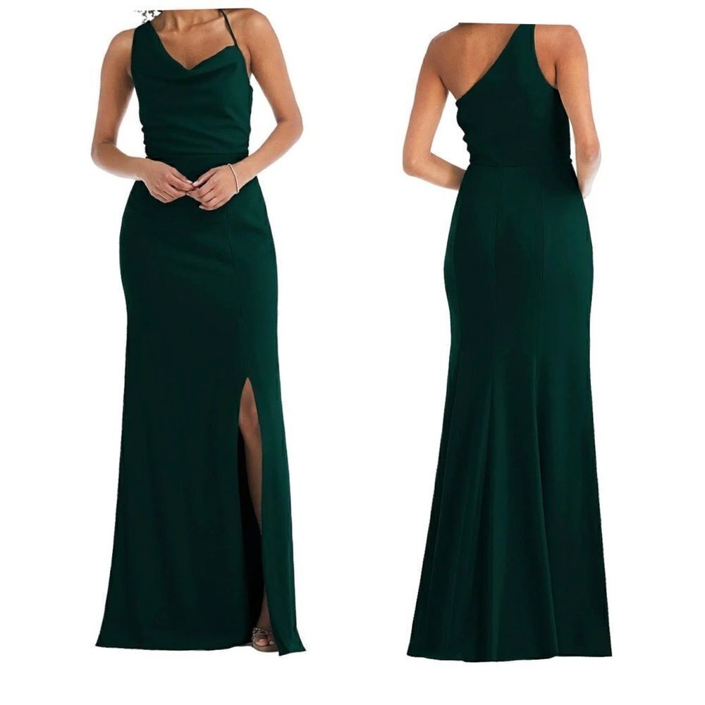 After Six One-Shoulder Draped Cowl-Neck Maxi Dress NWT